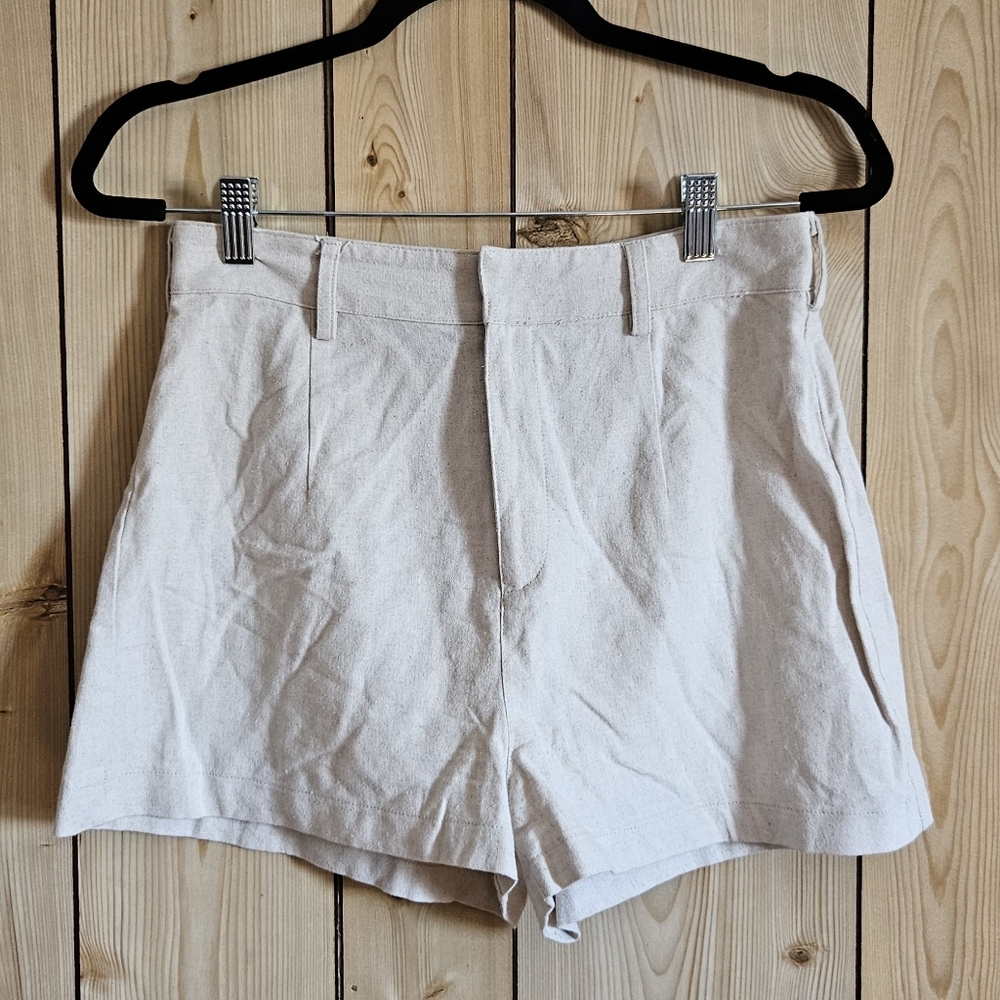 Meshki Jadri High Waisted Linen Shorts - Natural - Medium